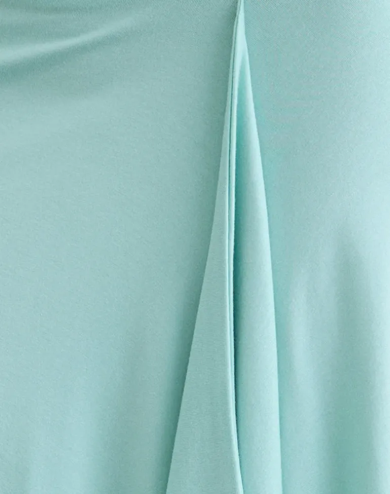 Esmeray Midi Skirt in Rayon Jersey Aqua