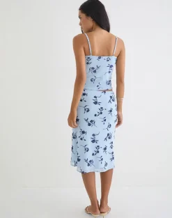 Esmeray Midi Skirt in Thin Leafy Blue