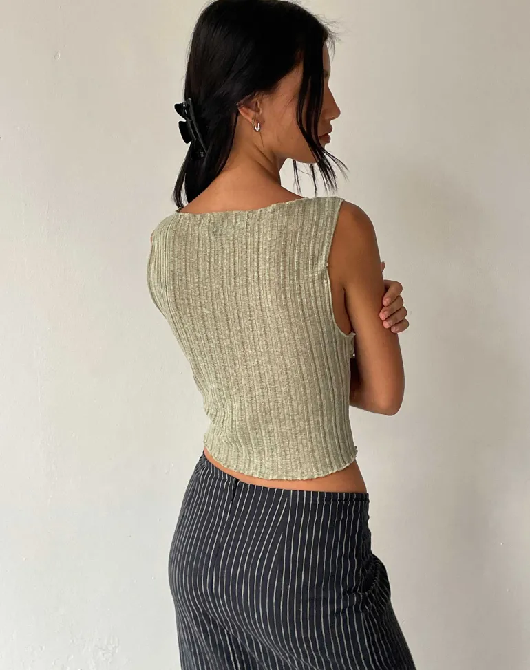 Etta Knitted Vest Top in Sage