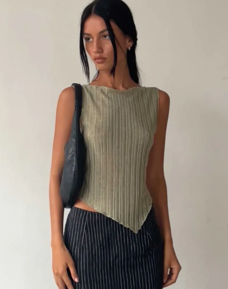 Etta Knitted Vest Top in Sage
