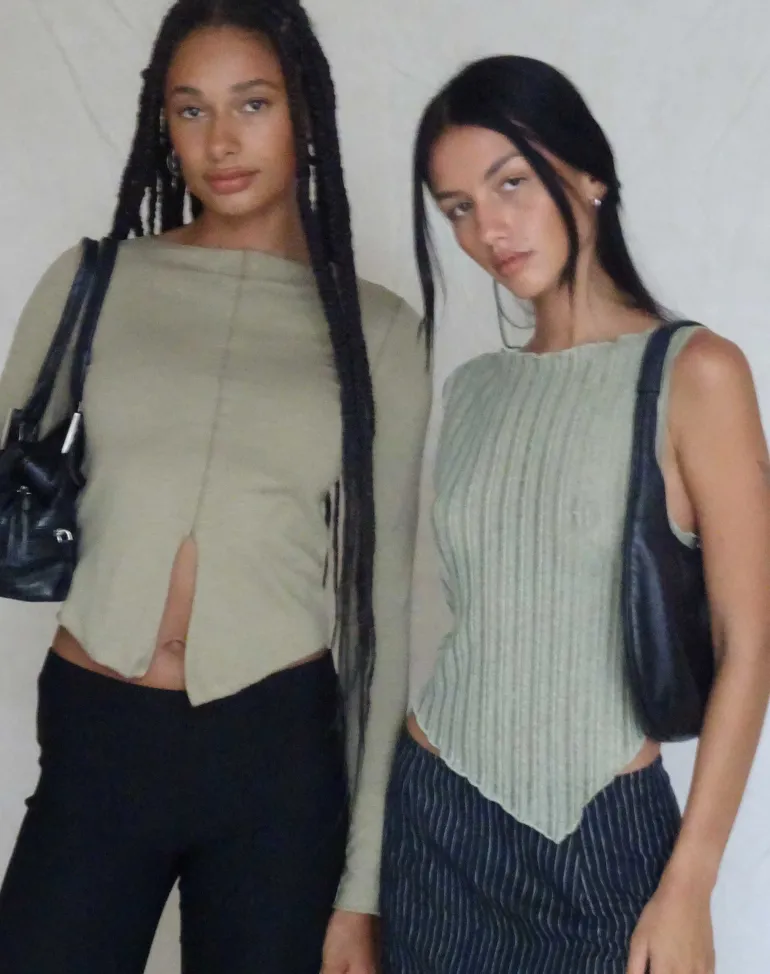 Etta Knitted Vest Top in Sage