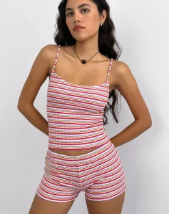 Eunia Shorts in Stripe Rib Pink and Lilac