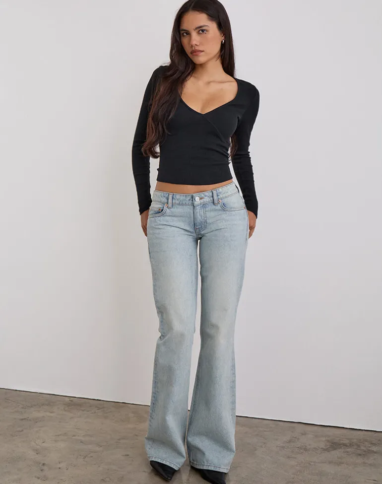 Extra Low Rise Flare in Breeze Blue Wash