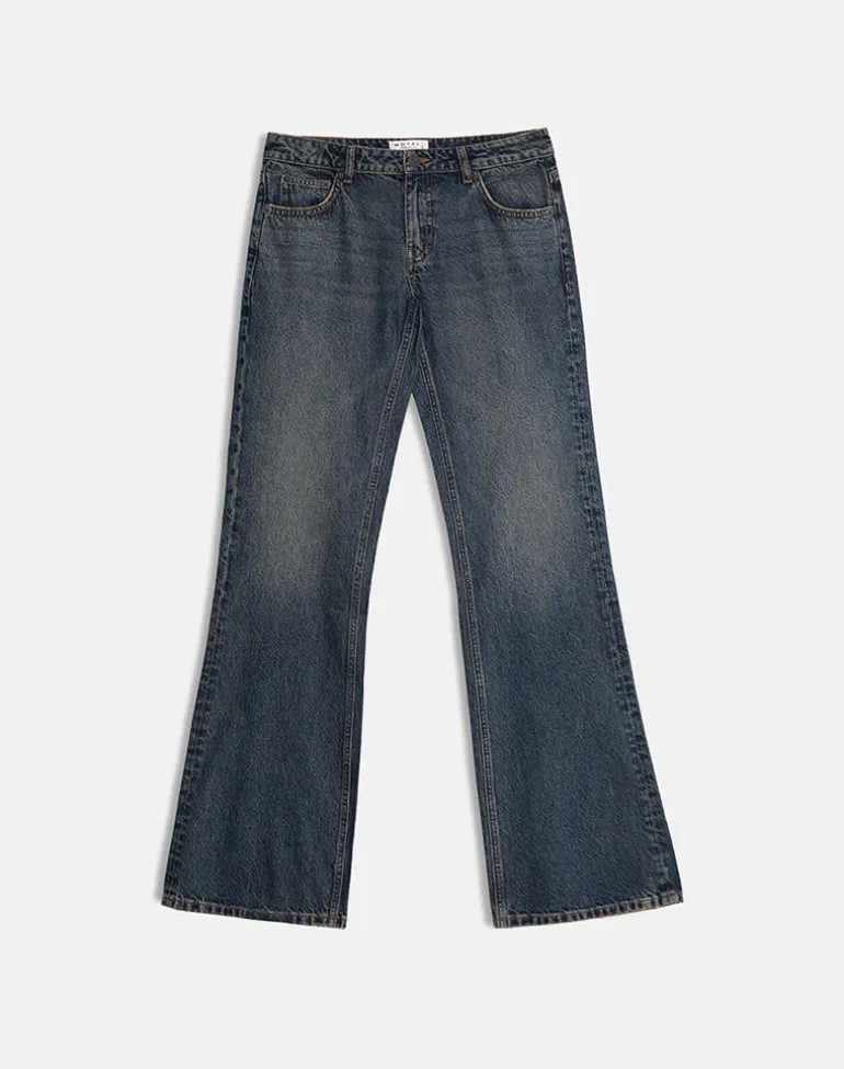 Extra Low Rise Flare Jeans in Dirty Green