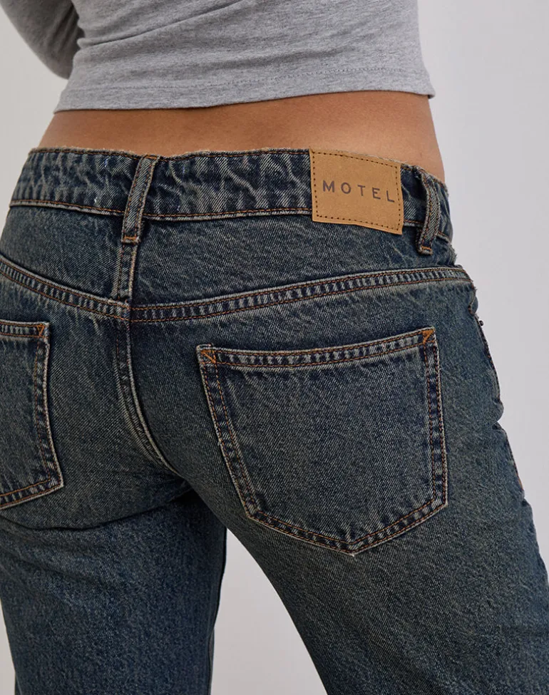 Extra Low Rise Flare Jeans in Dirty Green