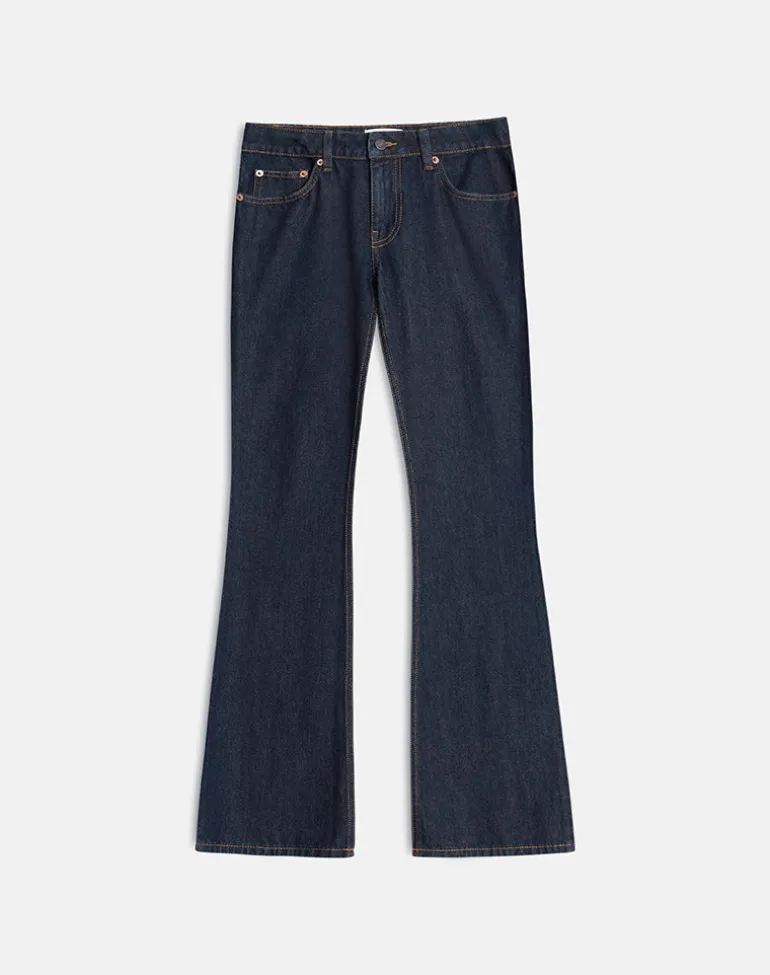 Extra Low Rise Flare Jeans in Indigo