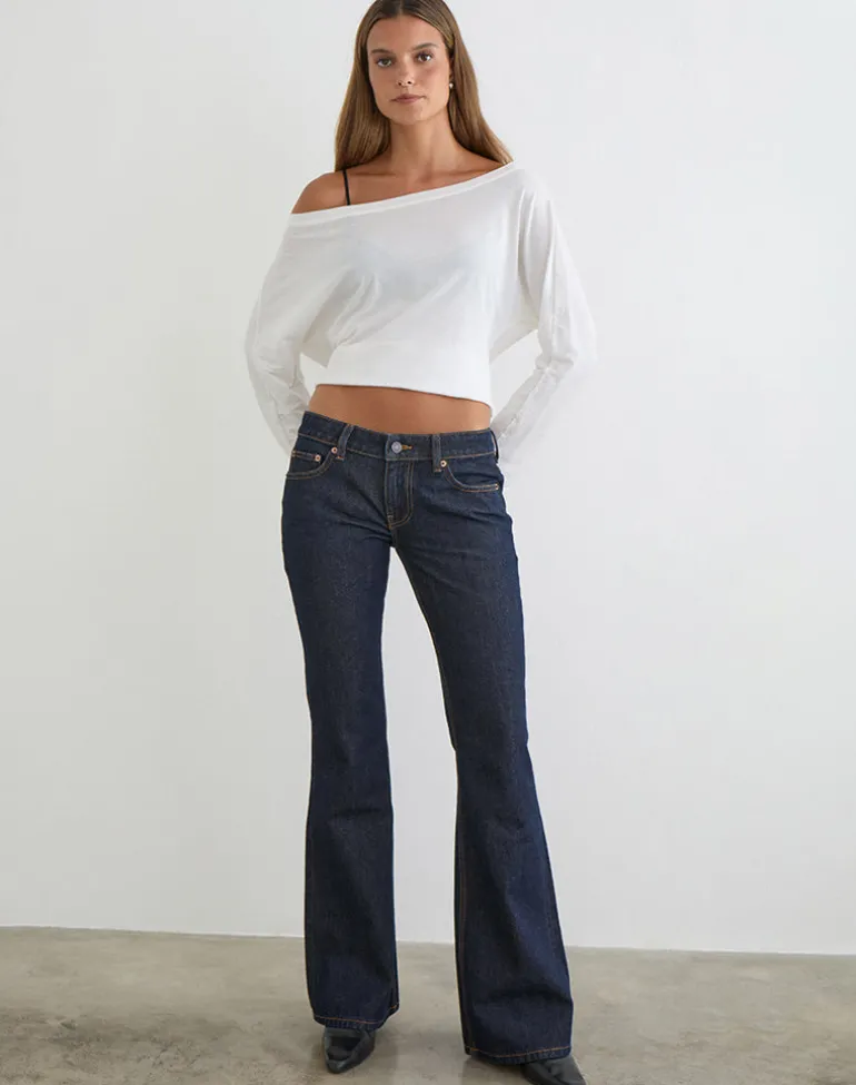 Extra Low Rise Flare Jeans in Indigo