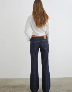 Extra Low Rise Flare Jeans in Indigo