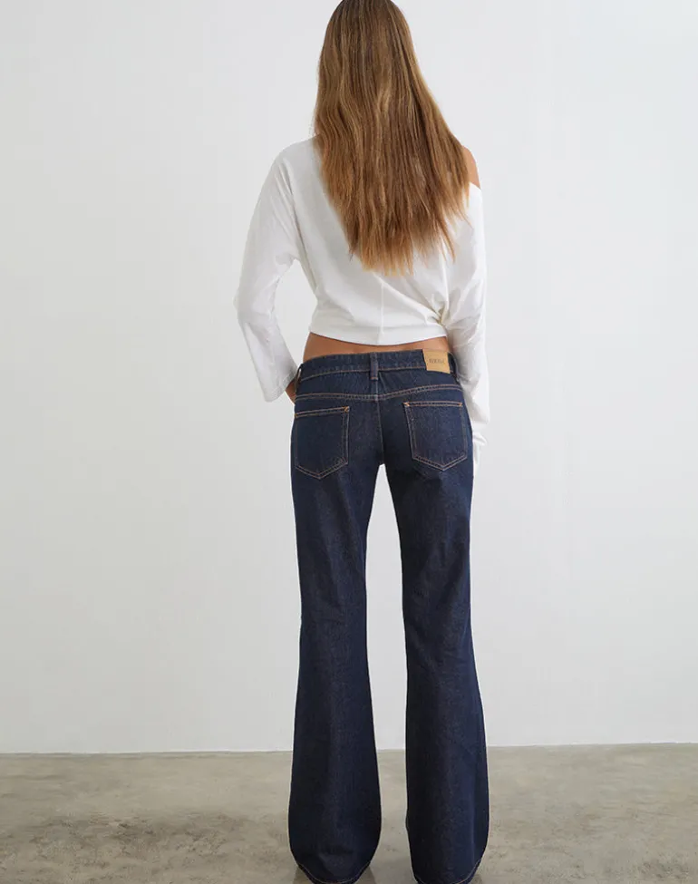 Extra Low Rise Flare Jeans in Indigo