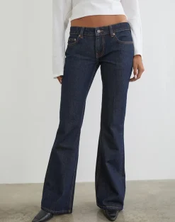 Extra Low Rise Flare Jeans in Indigo