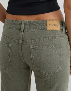 Extra Low Rise Flare Jeans in Olive