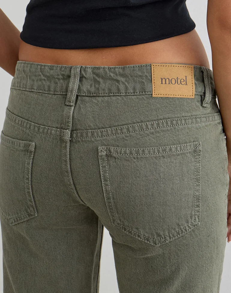 Extra Low Rise Flare Jeans in Olive