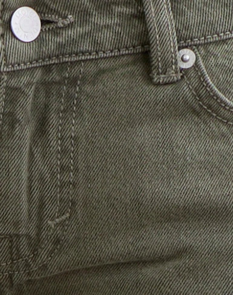 Extra Low Rise Flare Jeans in Olive