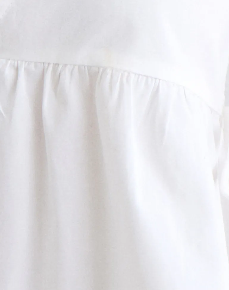 Fahwa Blouse with Tie Side in Poplin White