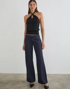 Falita Trouser in Tailoring Navy Stripe