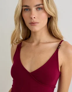 Fara Top with Beads in Jersey Burgundy