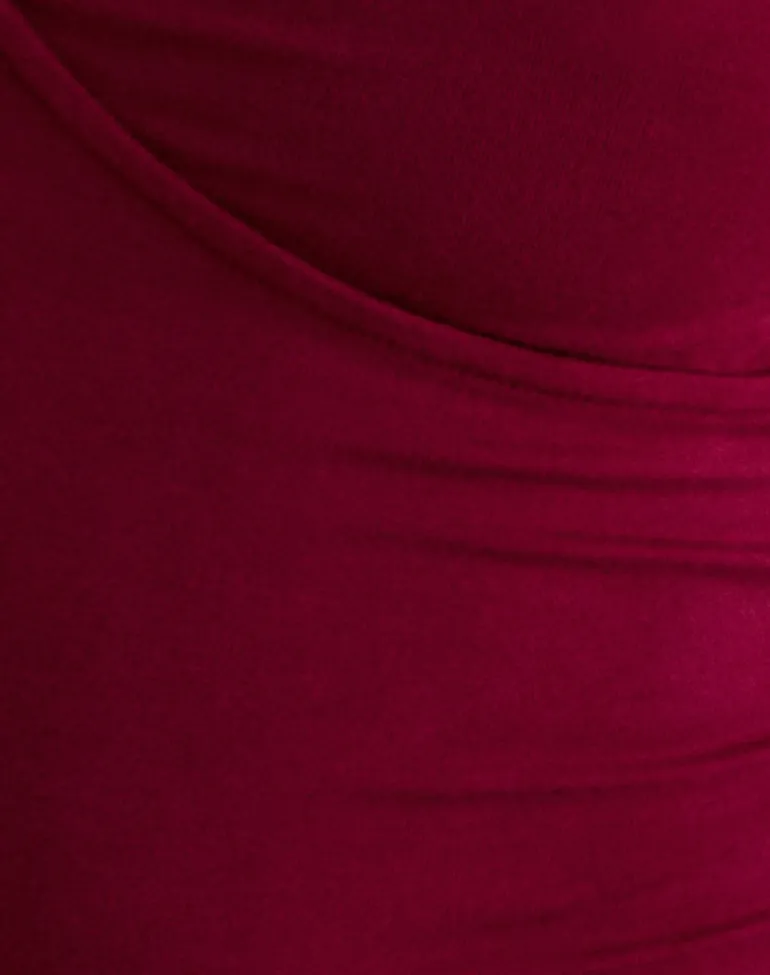 Fara Top with Beads in Jersey Burgundy