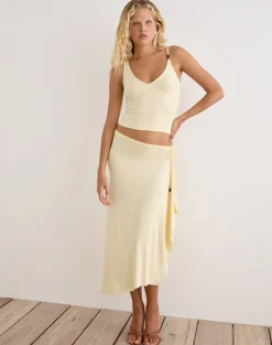 Fara Top with Beads in Jersey Lemon