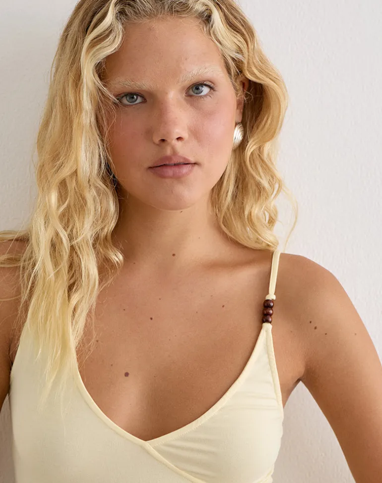 Fara Top with Beads in Jersey Lemon
