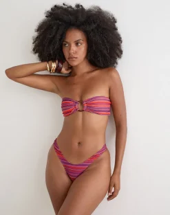 Farida Bikini Bottom in Purple and Red Radiant Lines