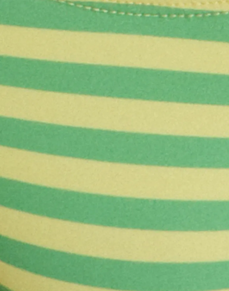 Farida Bikini Bottom in Vivid Lines Green and Yellow