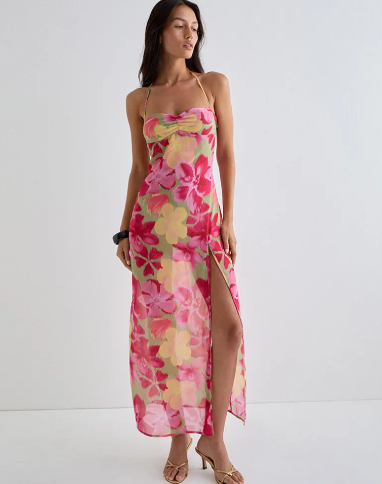 Fasha Maxi Dress in Bold Multi Colour Floral