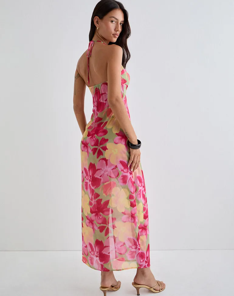Fasha Maxi Dress in Bold Multi Colour Floral