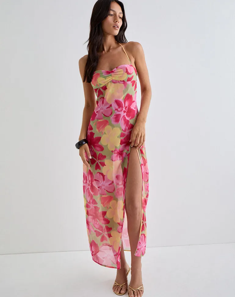 Fasha Maxi Dress in Bold Multi Colour Floral