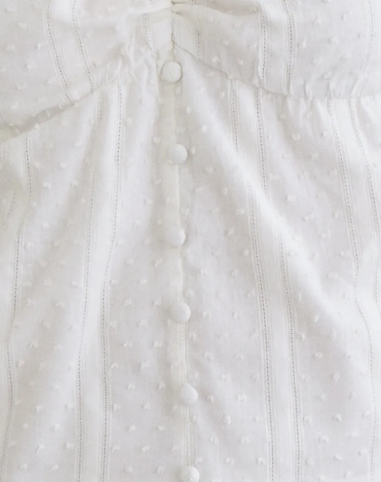 Fayra Bardot Corset Top in Cotton Dobby White