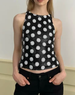 Felicita Top in Polka Sequin Monochrome