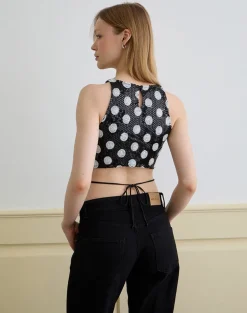 Felicita Top in Polka Sequin Monochrome