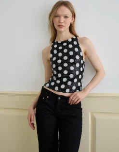 Felicita Top in Polka Sequin Monochrome