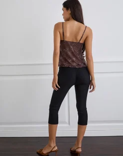 Fierza Cami Top in Doodle Flower Flock Brown