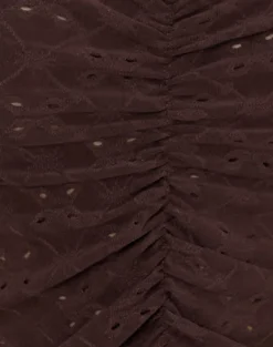 Flonne Ruched Top in Stretch Broderie Brown