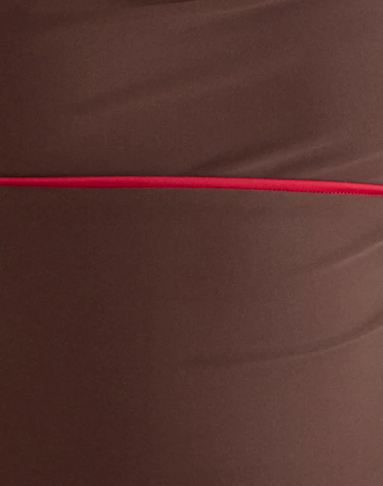 Fraba Tankini in Brown with Red Binding