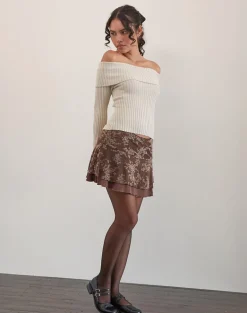 Friska Mini Skirt in Floral Blooming Vines Brown