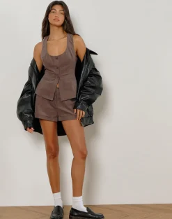 Ganita Vest in Babycord Brown