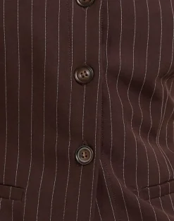 Ganita Vest in Dark Brown Pinstripe