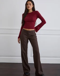 Ganta Slim Trouser in Stripe Chocolate Brown