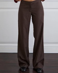Ganta Slim Trouser in Stripe Chocolate Brown