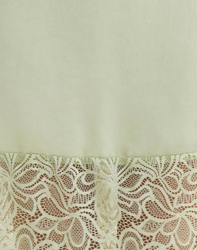 Garula Skirt in Satin Sage with Lace Trim
