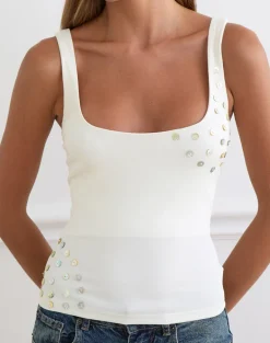 Gelita Vest with Pearl Buttons in White Eco Lyocell