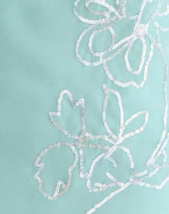 Gelora Mini Dress in Chiffon Floral Sequin Turquoise