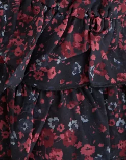 Gendhis Vest Top in Chiffon Scattered Floral Black and Red