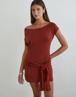 Genya Mini Dress in Jersey Fired Brick