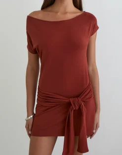 Genya Mini Dress in Jersey Fired Brick
