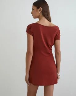 Genya Mini Dress in Jersey Fired Brick
