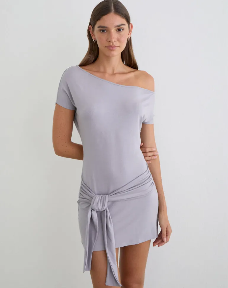 Genya Mini Dress in Lilac Grey