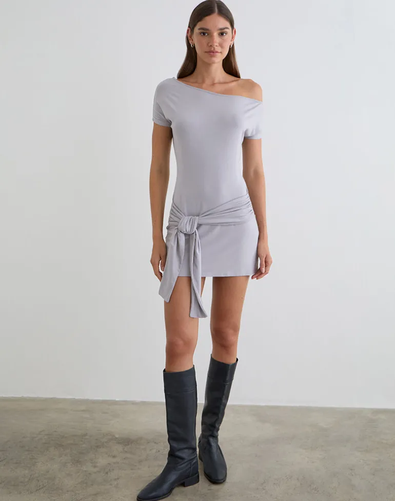 Genya Mini Dress in Lilac Grey