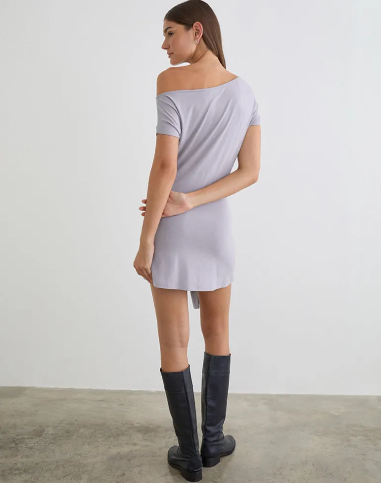 Genya Mini Dress in Lilac Grey